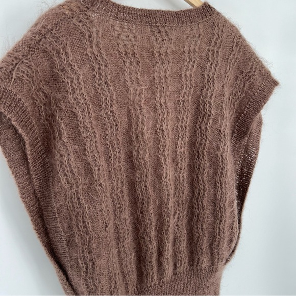 Vintage Christian Dior Separates Mohair Wool Brown Button V Neck Sweater Vest - Picture 7 of 9